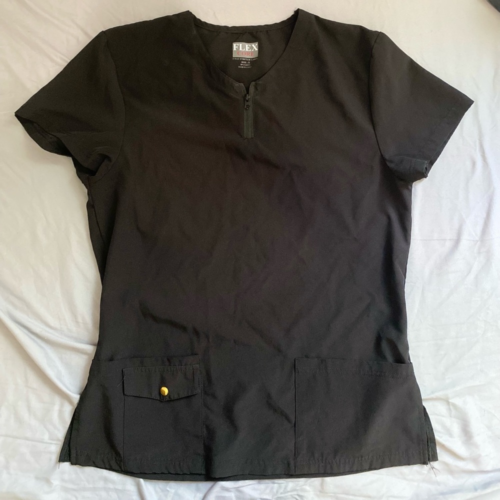 Black Flex Core Scrub Top